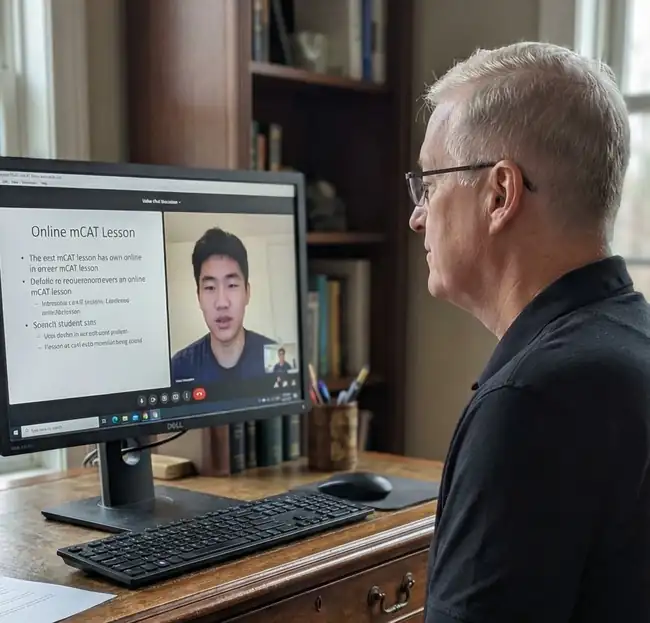 Student studying for the MCAT online from home