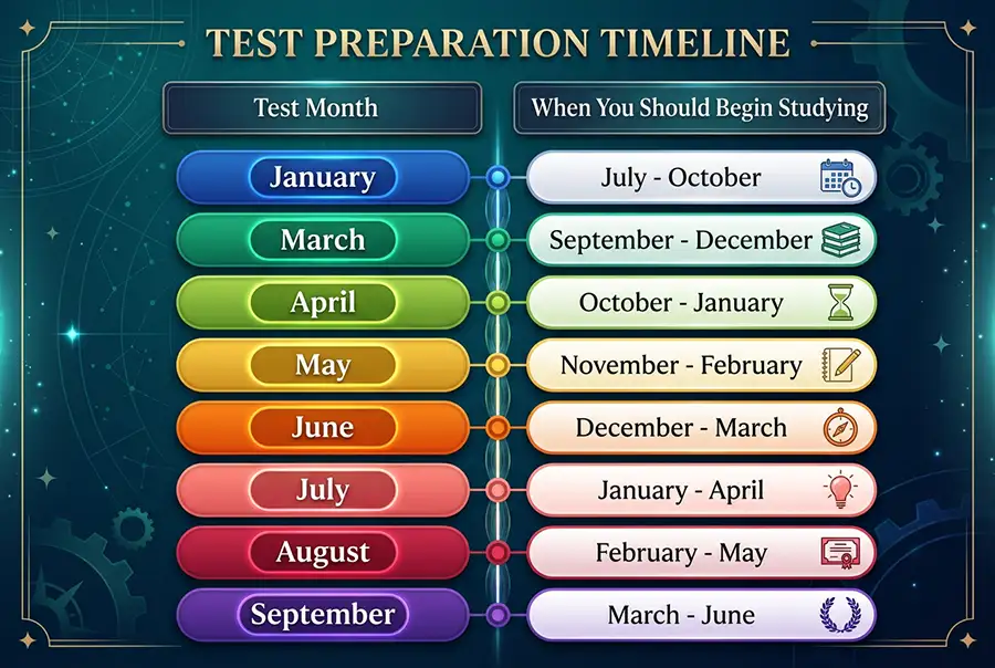 MCAT preparation timeline showing recommended study schedules